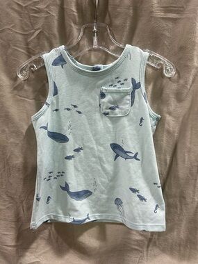 Kids' Light Seafoam Tank Top with Navy Marine Print